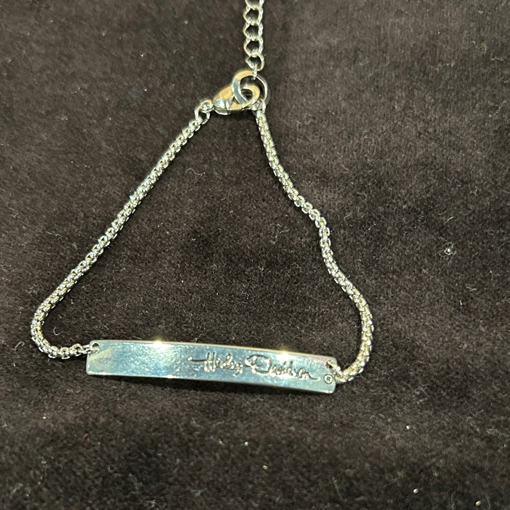 Silver Harley Davidson Bracelet with Engraved Plate